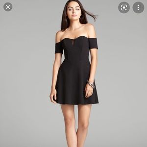 Guess Off Shoulder Fit and Flare Black Dress